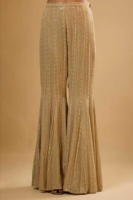 Buy Renee label Gold Net, Viscose Georgette Embroidery, Sequins Sona Kurta Sharara Set Online at Aza Fashions Buy_Renee label_Gold Net, Viscose Georgette Embroidery, Sequins Sona Kurta Sharara Set _Online_at_Aza_Fashions