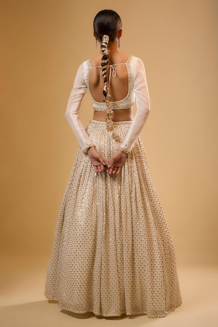 Renee label Gia Vanilla White Georgette Lehenga Set 