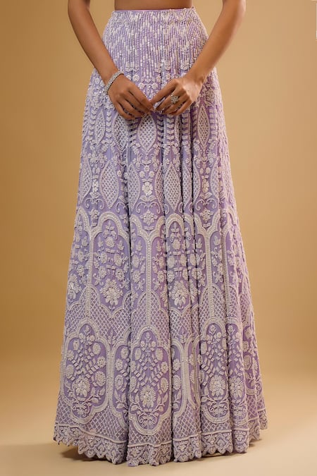 Shop_Renee label_Lavender Viscose Georgette Beads, Embroidery, Sequins Amala Work Lehenga Set _Online_at_Aza_Fashions