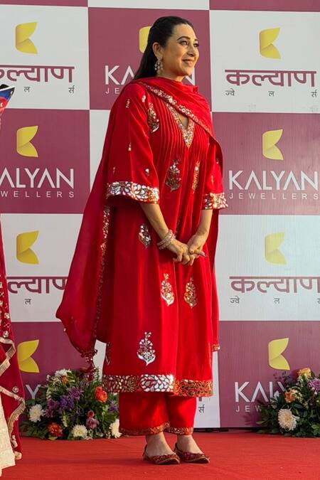 Punit Balana_Red , , Embroidery, Amer Surkh Laal Choga Kurta Set _Online_at_Aza_Fashions