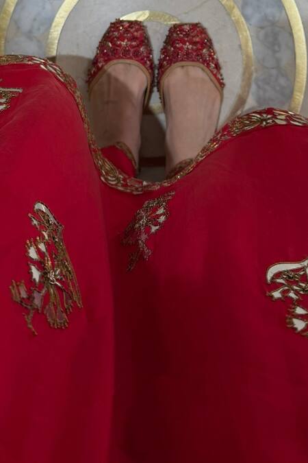 Shop_Punit Balana_Red , , Embroidery, Amer Surkh Laal Choga Kurta Set _Online_at_Aza_Fashions