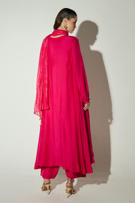 Basanti Kapde aur Koffee Rani Pink Embellished Anarkali Set 