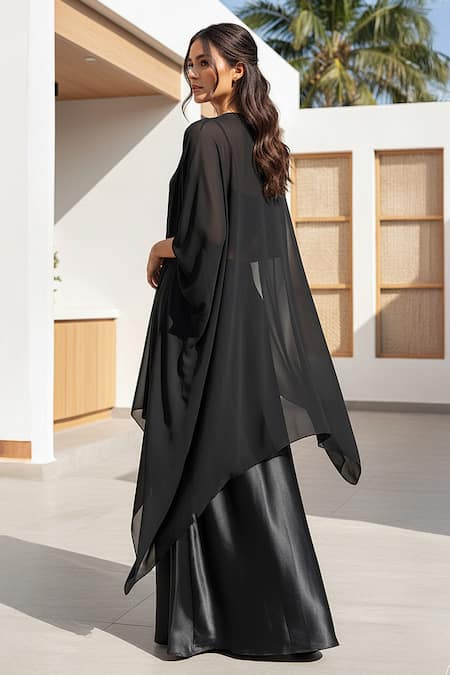 Basanti - Kapde Aur Koffee Black Satin Embroidered Lehenga Set 