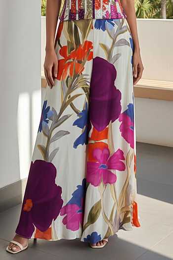 Basanti Kapde aur Koffee_Multi Color Crepe Stones, Beads, Crystals The Lumina Garden Corset Sharara Set_Online_at_Aza_Fashions