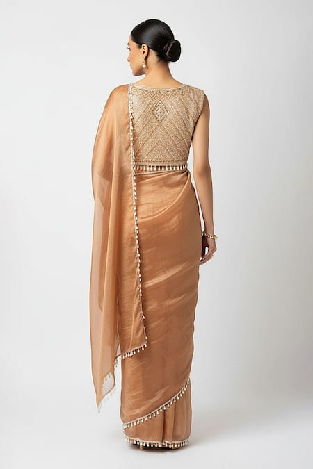 Basanti - Kapde Aur Koffee Honey Symphony Embroidered Saree Set 