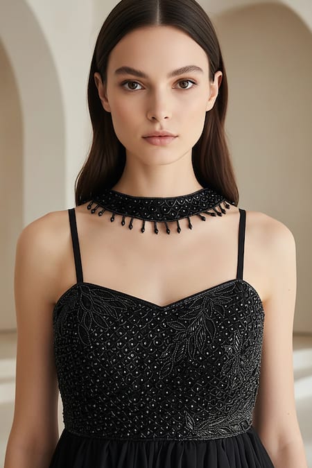 Basanti - Kapde Aur Koffee Black Satin Embroidered Sharara Set 