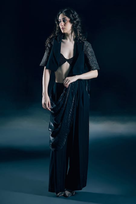 Nirmooha Eclara Hybrid Pant Saree Set With Structured Blazer 