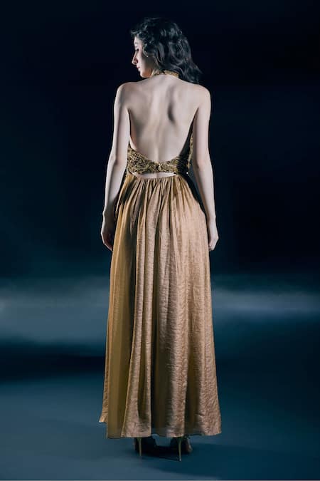 Nirmooha Solar Gold Embroidered Gown 