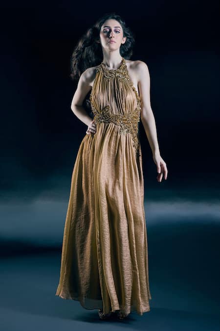 Nirmooha Solar Gold Embroidered Gown 