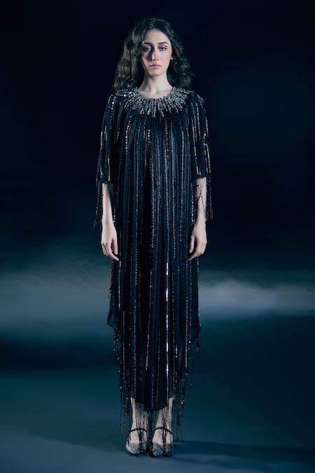 Nirmooha Nyx Eclipse Black Metallic Kaftan 