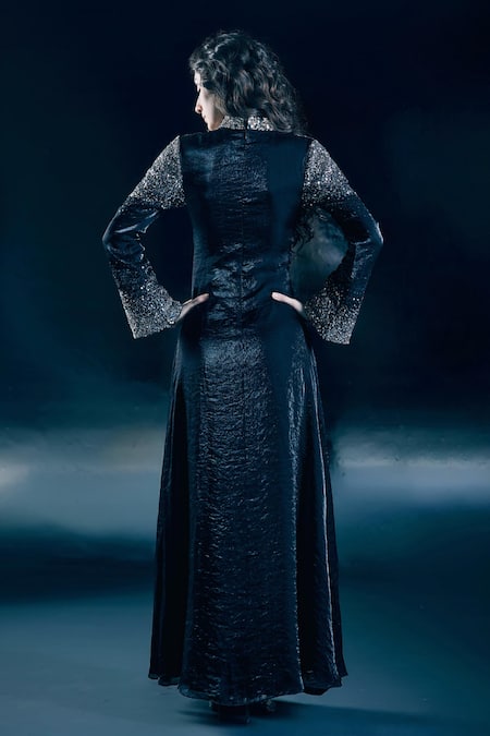 Nirmooha Hecate Eclipse Black Snake Embellished Gown 