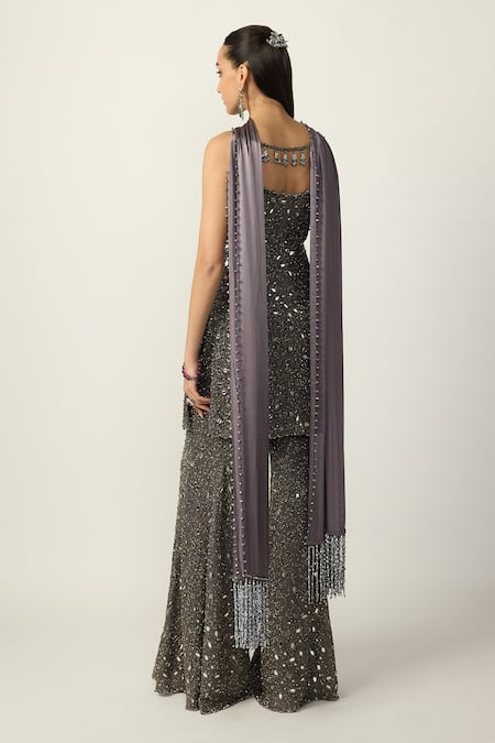 Vvani by vani vats Metallic Embellished Kurta Sharara Set 