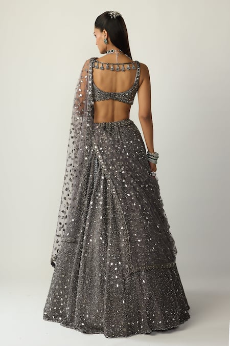 Vvani by vani vats Metallic Mirror Embroidered Lehenga Set 