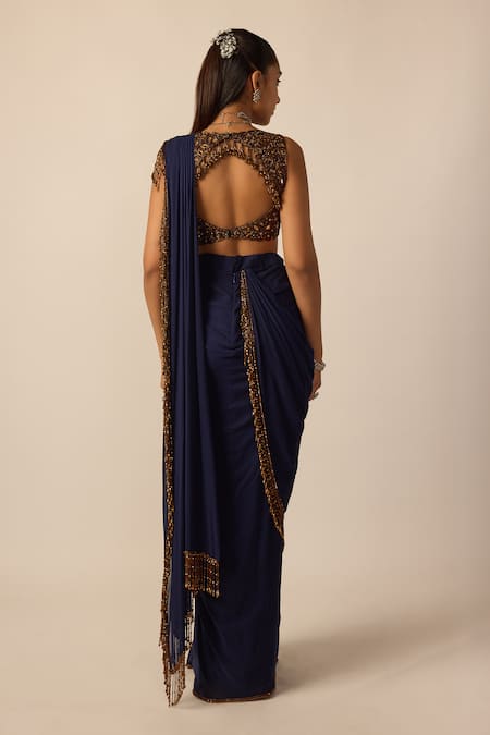 Vvani by vani vats Tassel Embellished Pre-Draped Saree With Blouse 