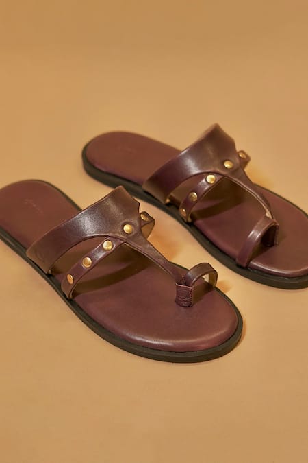 Buy_Dmodot_Purple Studs Pelle Pruno Flats _Online_at_Aza_Fashions