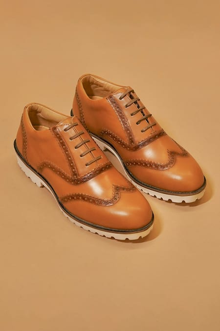 Shop Dmodot Tan Cuoio Brogues Online at Aza Fashions Shop_Dmodot_Tan Cuoio Brogues _Online_at_Aza_Fashions