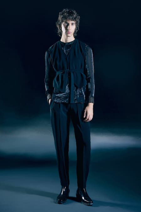Nirmooha Onyx Eclipse Black Vest Trousers Set 