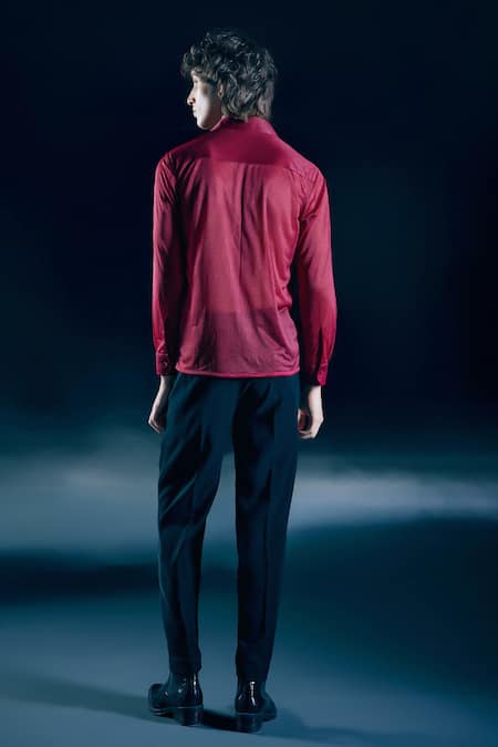 Nirmooha Ember Scarlet Sheer Knit Shirt 