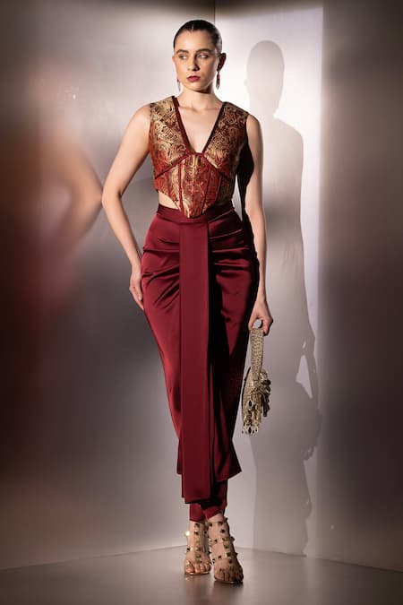 Label Muslin Isadora Shadow Line Brocade Corset Set 