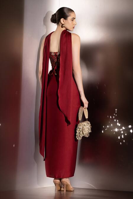 Label Muslin Crimson Vesper Brocade Corset Set 