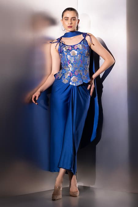 Label Muslin Draped Skirt & Brocade Corset Set 