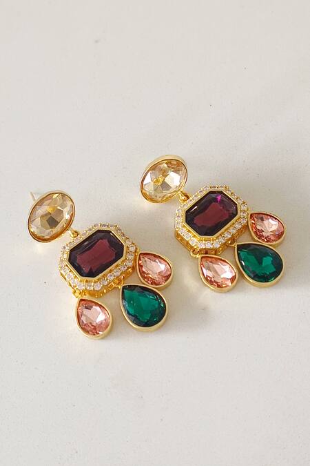 Shop_Bblingg_Multi Color Crystals, Stones Aaana Mini Danglers _Online_at_Aza_Fashions