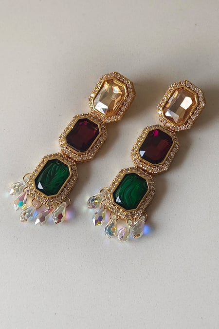 Buy_Bblingg_Multi Color Crystals, Stones Araana Tripple Danglers _Online_at_Aza_Fashions