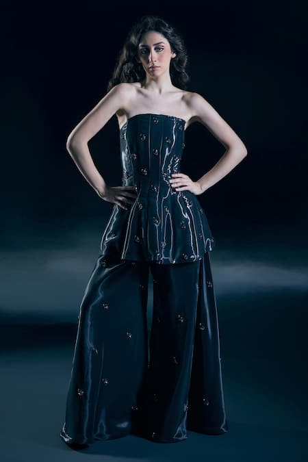 Nirmooha Lunara Corset Peplum Top & Palazzo Set 