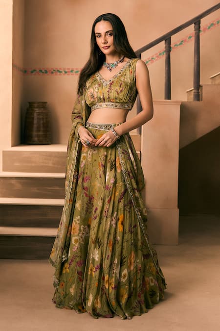 1999ad By Amita & Deepak Floral Print Lehenga Blouse Set 