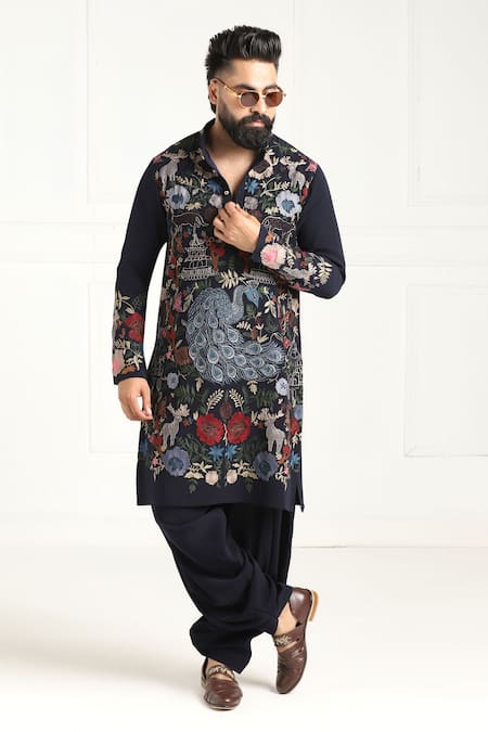 Courtyard By Abhi Peacock Embroidered Kurta Set 