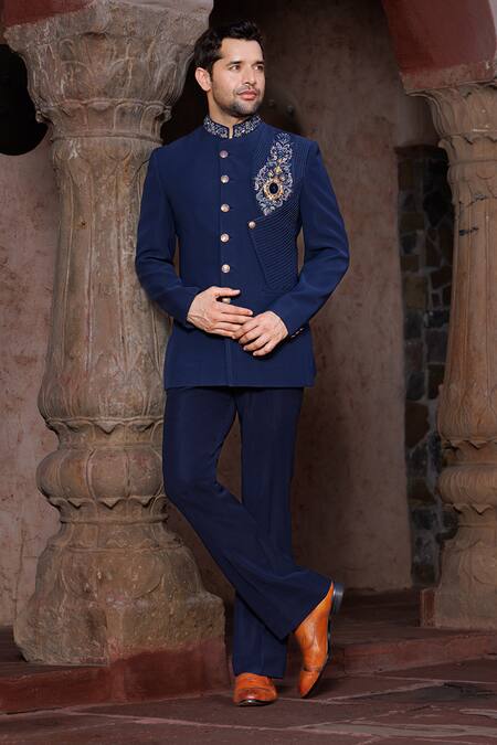 Courtyard By Abhi Placement Embroidered Bandhgala Set 