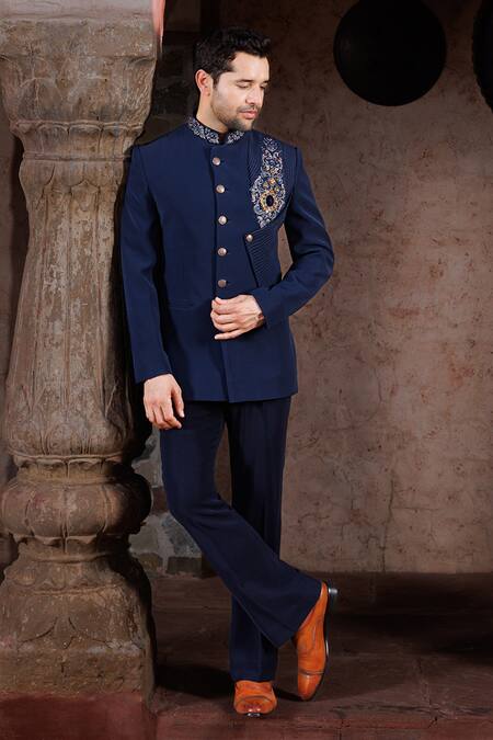 Courtyard By Abhi Placement Embroidered Bandhgala Set 