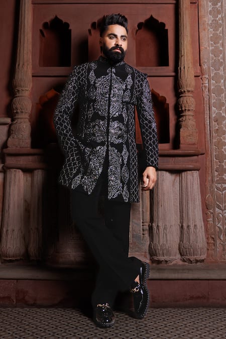 Courtyard By Abhi Embroidered Jodhpuri Sherwani Set 