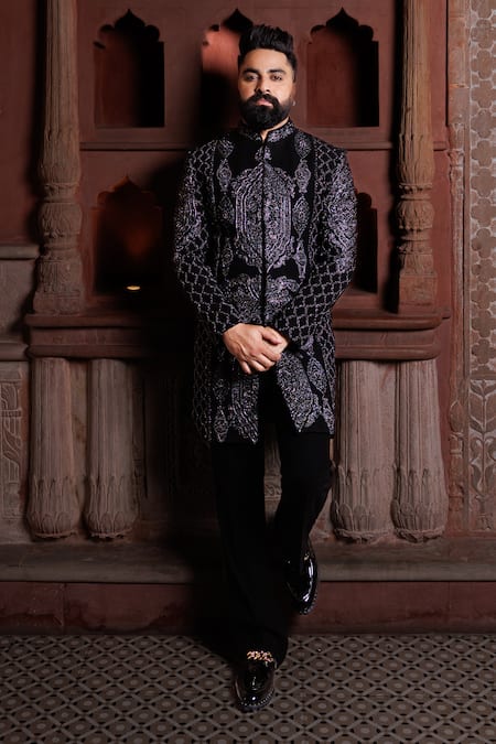 Courtyard By Abhi Embroidered Jodhpuri Sherwani Set 