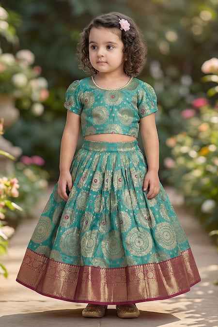 Maaikid Zari Embroidered Top & Lehenga Set 