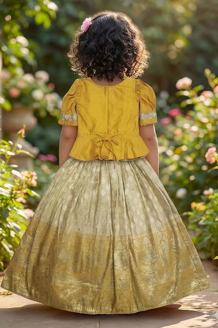 Maaikid Embroidered Peplum Top & Lehenga Set 