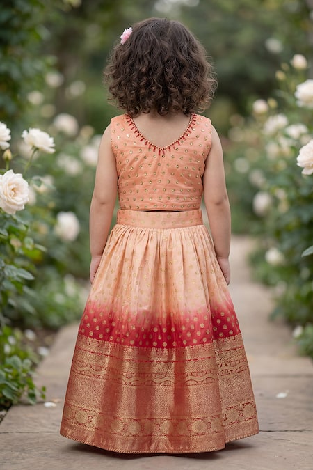 Maaikid Embroidered Crop Top & Lehenga Set 