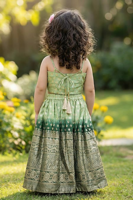 Maaikid Bead Embellished Crop Top & Lehenga Set 