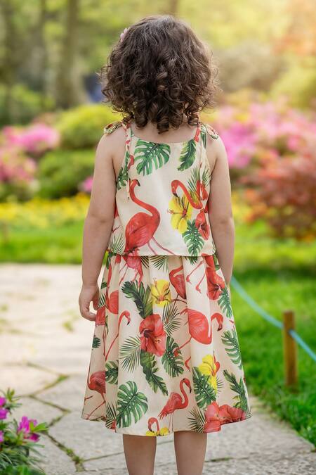Maaikid Flamingo Print Top & Skirt Set 