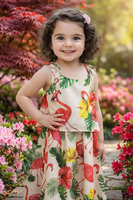 Maaikid Flamingo Print Top & Skirt Set 