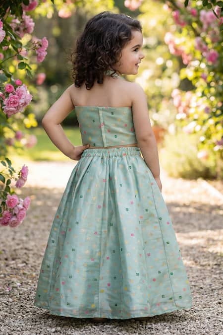 Maaikid Embroidered Crop Top & Lehenga Set 