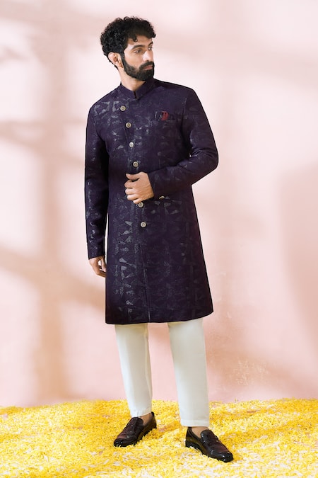 Arihant Rai Sinha Geometric Pattern Sherwani & Solid Pant 