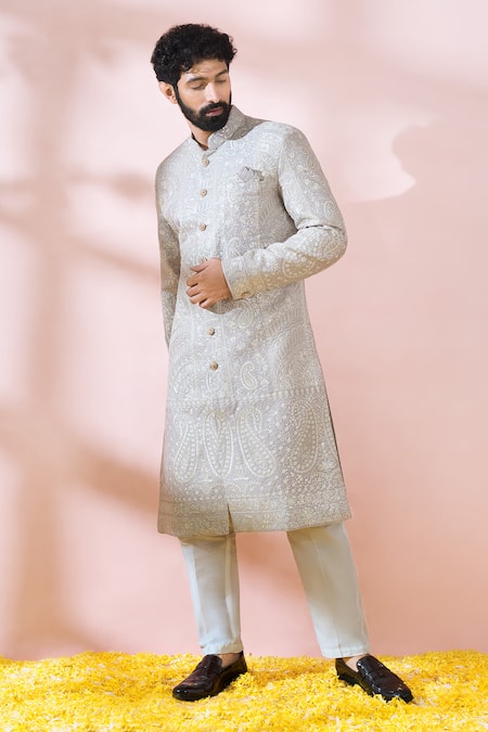 Buy Arihant Rai Sinha Pink Silk, Polyester, Viscose Embroidery, Paisley And Sherwani Pant Set Buy_Arihant Rai Sinha_Pink Silk, Polyester, Viscose Embroidery, Paisley And Sherwani Pant Set