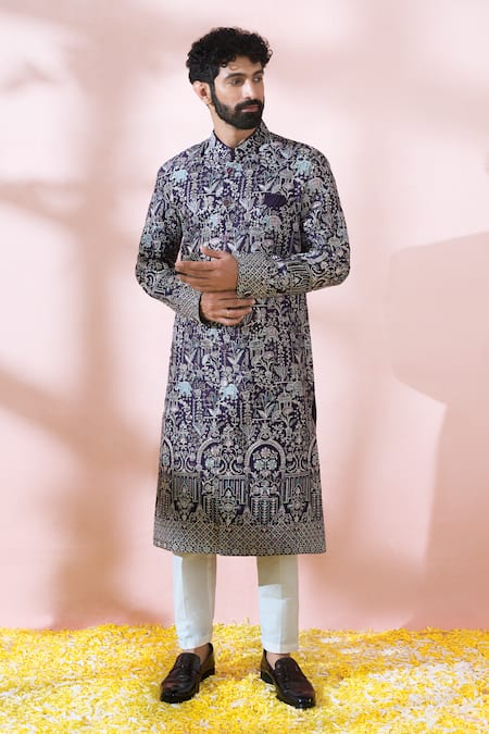 Arihant Rai Sinha Thread Sequin Embroidered Sherwani & Pant Set 
