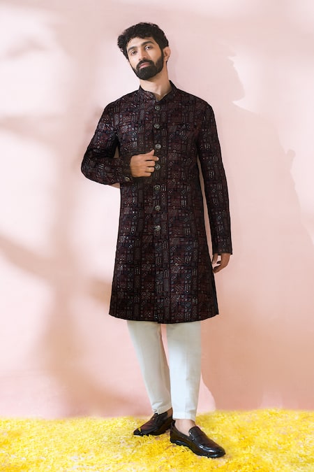 Arihant Rai Sinha Geometric Pattern Sherwani & Pant Set 