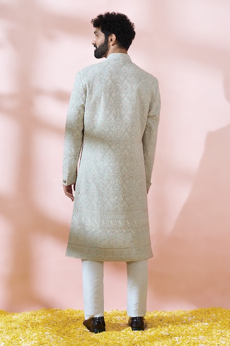 Arihant Rai Sinha Thread Sequin Embroidered Sherwani & Pant Set 