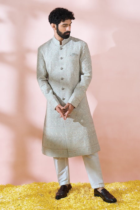Arihant Rai Sinha Thread Sequin Embroidered Sherwani & Pant Set 