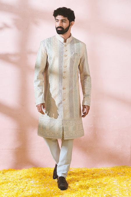Arihant Rai Sinha Thread Sequin Embroidered Sherwani & Pant Set 