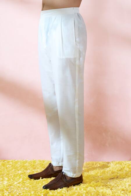 Arihant Rai Sinha_Maroon Satin, Polyester, Viscose Jacquard Pattern Sherwani And Pant Set _Online_at_Aza_Fashions