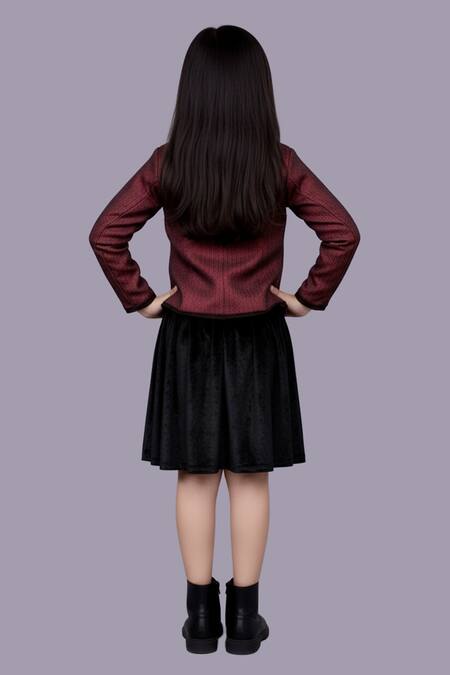 Lil Drama Jacquard Jacket & Velvet Skirt Set 